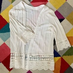 Lacy Cream Xhilaration Open Front top, Size S